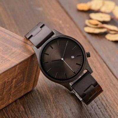 China Luxury Japan Movt Black Quartz Wood Watch Unique Vintage Boys Watch Wood for sale