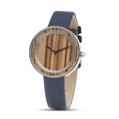 China High end fashion minimalist wooden watch women leather strap of ladies wood watch for sale