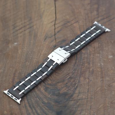 Cina High quality natural wood and stainless steel watch band watch strap for watches in vendita