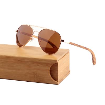 China custom engraved Flat top pilot natural wood polarized polar one sunglasses color for sale