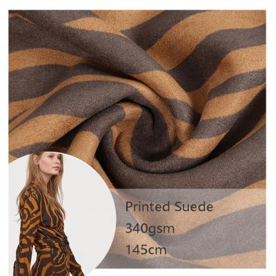 China Elastic Custom Design Animal Print Tiger Leopard Zebra Printed 90 Polyester 340gsm Custom Print Suede Fabric 10 for sale