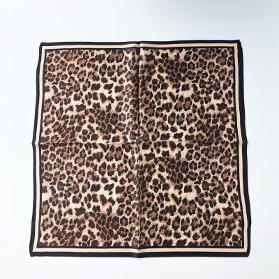 China Long Fonesun-SKF41-80 Ready To Ship Women Silk Satin Digital Printing Animal Leopard Print Square Scarf 53*53cm for sale