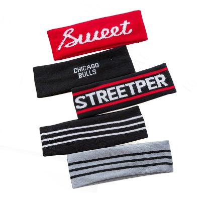 China Knitting Sports Sweatband Logo Custom Elastic Sports Elastic Sports Sweatband Polyester Sweatband For Outdoor for sale