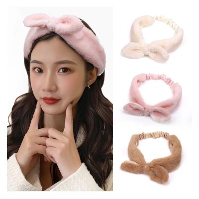 China Face Headband Washing Fur Imitated Washing Elastic Face Fur Headband Bath Facial Headband For Women for sale