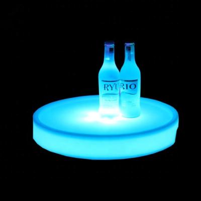 China Custom Modern Christmas Tree Round Plastic Wine Bottle Tray / Led Tray / Led Beer Tray for KTV, Disco, Bar for sale