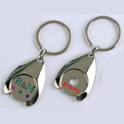 China 4x3cm Customized Promotional Coin Holder Trolley Shaped Home Metal Key Chain for sale