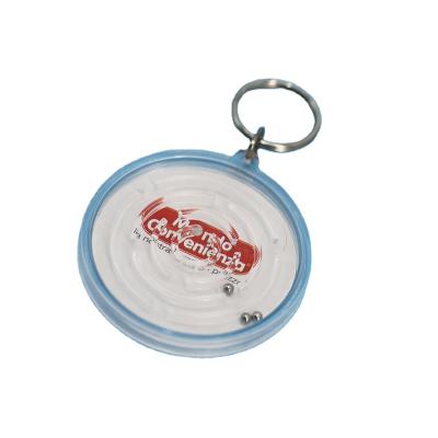 China Key Chain Keychains Eco-friendly Logo Plastic Round Keychains Custom Mini Magic Maze Labyrinth Puzzle Game Promotional for sale