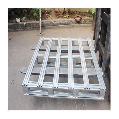 China Warehouse Storage Pallet Manufacturers Forklift Storage Steel Field Type Galvanized Heavy Duty Steel Pallet Warehouse Storage for sale