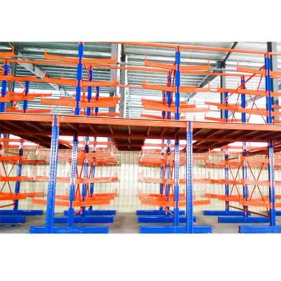 China For Factory Side Heavy Duty Industrial Metal Rack Storage Warehouse Rack Metal Double Ware Shape Long Cantilever Rack for sale