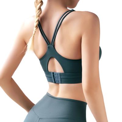 China Breathable Women Cross Back Cute Sports Bra Yoga Gym Fitness Workout Running Crop Top for sale