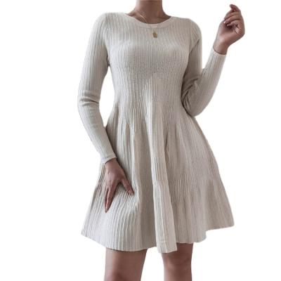 China Chic Anti-wrinkle Women Knit A Line Dress Dresses Autumn Winter Knitted A Line Dress Pullover Sweater Dress for sale