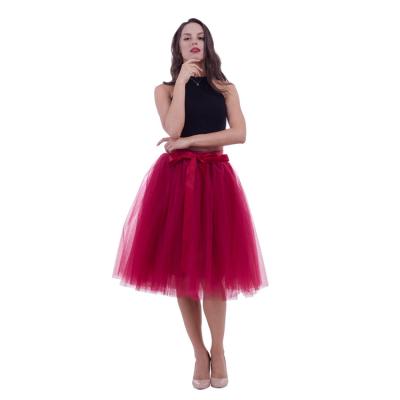 China Women's Breathable Fashion 5 Layers 65CM Knee Length Tulle Skirt Wedding Bridesmaid Party Skirt for sale