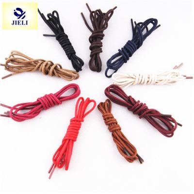 China Jieli Round Custom Round Waxed Cotton Sneaker Shoe Laces With Plastic Tips for sale