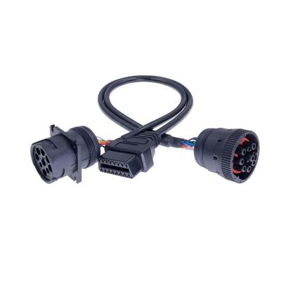 China Obd 2 Diagnostic Heavy Truck Cable 24V obdii obd2 9 to pin obd 2 diagnostic cable for sale