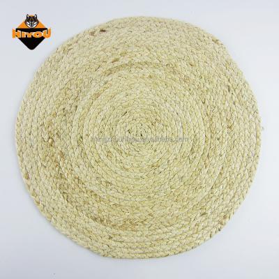 China Viable Color Flaxen Corn Husk Braided Hand Knitted Round Area Rug for sale