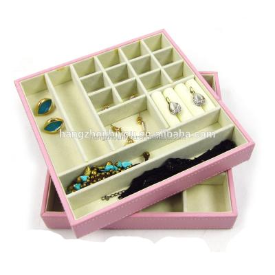 China Elegant Luxury Custom Leather Jewelry Display PU Fashion With Velvet Inside Jewelry Tray for sale