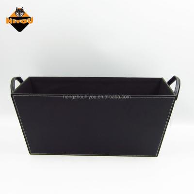 China Modern Design Durable Leather PU Gift Storage Basket With Handle for sale