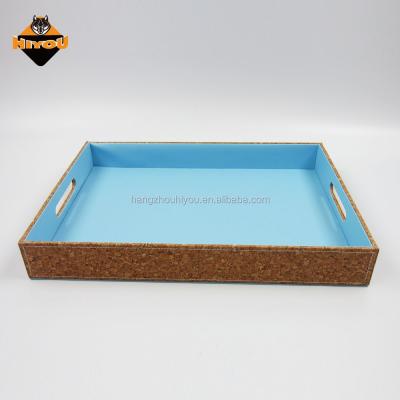 China Suitable for High Quality PU Leather Rectangle Desk Tray Leather Serving Tray for sale