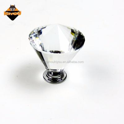 China Good Selling Decorative Crystal Factory Classic Large Size Crystal Drawer Cabinet Drawer Knobs With Zinc Alloy Base for sale