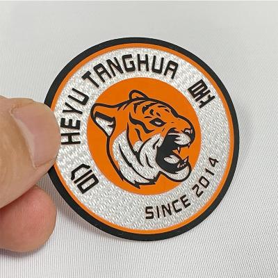 China washable custom stereoscopic 3d silicone printing thermal transfer label on fabric for sport club apparel for sale