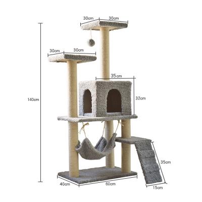 China Lealoncat New Customized Sustainable Luxurious Home Living Sisal Wooden Scratcher Furniture Large Outdoor Cat Tree Cat Tree for sale