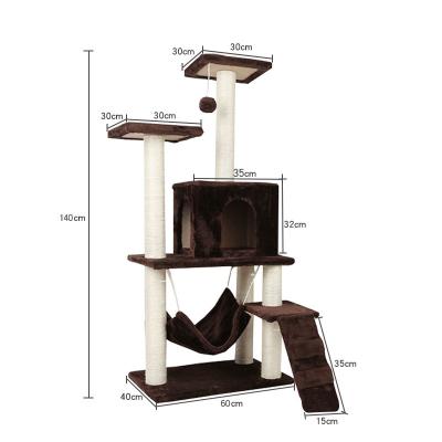 China Lealoncat Living Housing Modern Cheap Wooden Tower Tower Cat Tree Luxurious Large Cat Playhouse Pet House Scratcher for sale