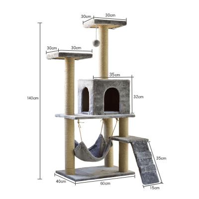 China Lealoncat Sustainable Manufacturer Design Wholesale OEM Cat Tree Cat Sratcher Toys Wooden Climbing Tree For Cats for sale