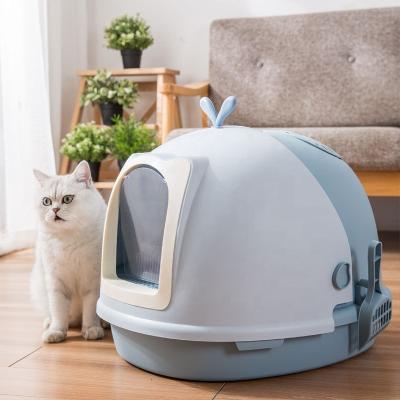 China Sustainable Pet Litter Basin Fully Enclosed Cat Toilet Splash Proof Fully Enclosed Litter Basin Cat Products for sale