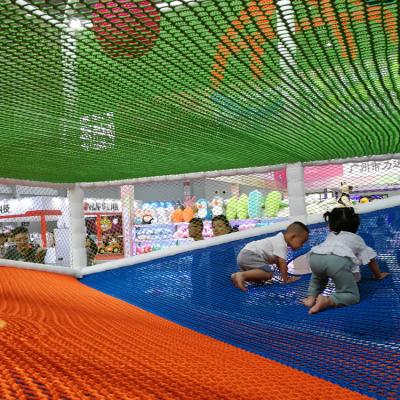 China Indoor Theme Park Kids Nylon Rope Crochet Knit Indoor Net Playground Tunnel Rainbow Rope Net Climbing Tribe For Kids for sale