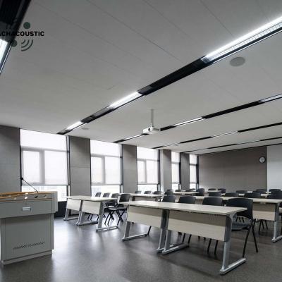 China ACHACOUSTIC Ceilings Artistic Series Painted Fiberglass Fabric Ti White And Black Color Surface High Density Fiberglass Ceiling for sale