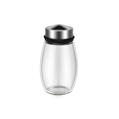 China Amazon Selling Kitchen Condiments Bottle Spice Viable Hot Seasoning Salt Glass Jar Set Salt Pepper Glass Storage Jar for sale