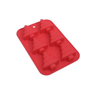 China Viable Factory 6 Holes Christmas Tree Figure Cake Mold Straight Silicone Mold for sale