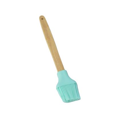 China Amazon Viable Hot Sale Handle Silicone Brush Oil Brush Heat Resistant Wood Seasoning Brush for sale