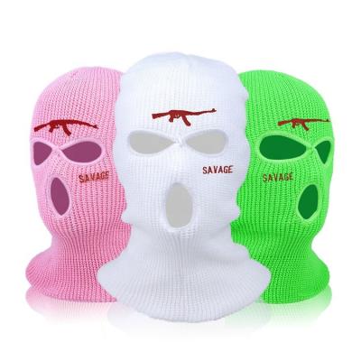 China New Warm JOINT Winter Knit 3 Hole Three-hole Fashion Ski Face Mask Full Ear Protection Cycling Custom Embroidery Windproof Balaclava for sale