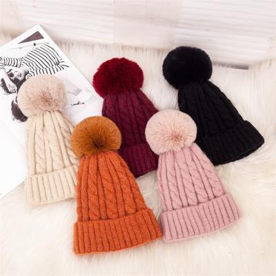 China Custom Logo Winter Warm Braided Beanie Hat COMMON Thickened Wool Hat Winter Hat for sale