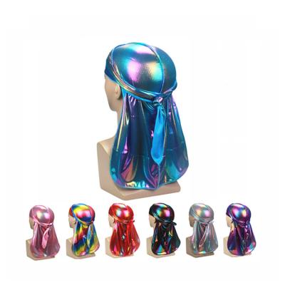 China Shiny Polyester Long Durags For Men Custom Durags Silk Durag Hood Set for sale