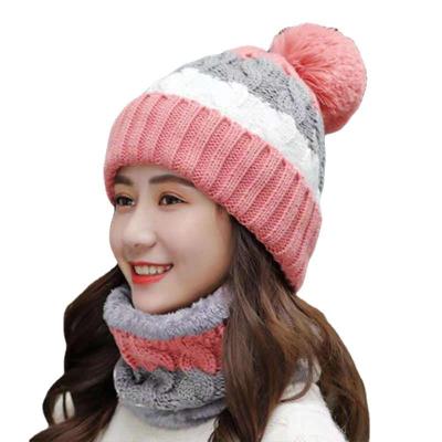 China COMMON three-piece autumn and winter ladies scarf hat set women winter hats for women for sale