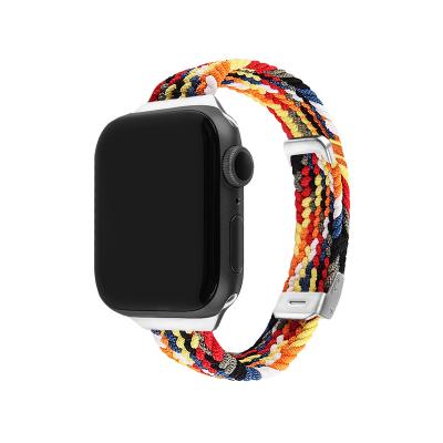 China One Length Fits For Most Wrist Size Thin Stretchy Adjustable Watch Band, Women Elastic Braided Nylon Thin Band Strap With Buckle For Apple Watch for sale