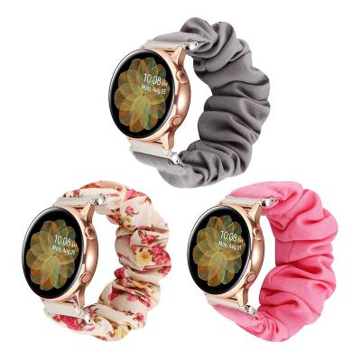 China Elastic Band Compatible with Samsung Galaxy Scrunchie 2 Active Band 40mm 44mm, Soft Fabric Scrunchie Pattern Elastic Watch Band for sale