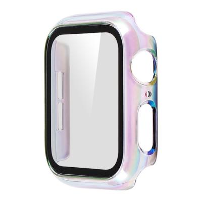 China For Apple Watch Package Case Qidian Watch Case Half 38/40/42/44mm PC Electroplate Tempered Glass Case Protective Cover For Apple Watch for sale