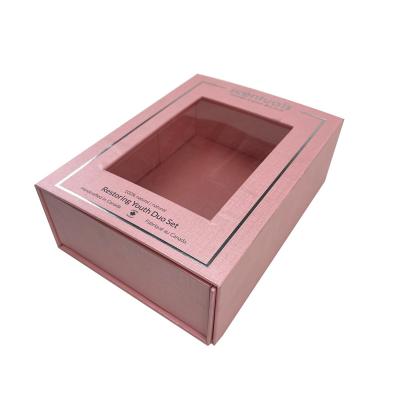 China Recyclable Wholesale Collapsible Box Magnetic Gift Box With Window for sale