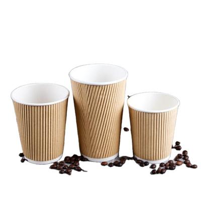 China Factory Price Manufacturer 8oz Disposable Ripple Custom Double Wall Sleeve Disposable Holder Recycle For Hot Drinks Coffee Cup Paper Cups for sale