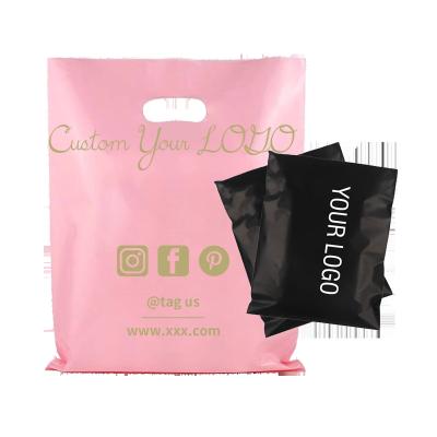 China Recyclable Custom Logo Printed Plastic Pink Thank You Die Cut Handle To Carry Gift Clothing Boutique Retail Watch Packaging Shopping Bags for sale