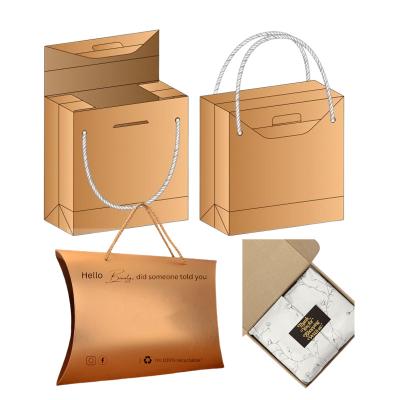 China LOGO Fancy Handle Gold Biodegradable Custom Cardboard Boxes Folding Gift Paper Box For Hair Wig Hair Extension Box for sale