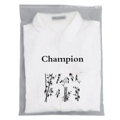 China Custom 2022 Bags Recyclable Wholesale Cheap Printed Polyester Logo Clear Frosted Plastic Packaging Bags For Clothing for sale