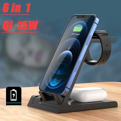 China Multifunctional OEM 6 in 1 Fast Qi Wireless Charger Dock Station Holder for Multiple Devices Charging Station for sale