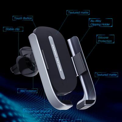 China Qi Wireless Car Phone Holder Charger Power Bank With Electric Car Wireless Charging Fully Automatic Wireless Charger for sale