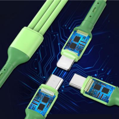 China 3in1 Usb Cable Strip Interface Data Cables Silicone Double Pad USB Cables Fast Charging Cables for sale