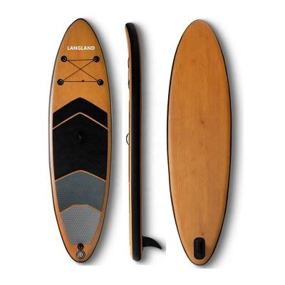 China New Design Surfboard Paddleboard Unisex SUP Boards Inflatable Stand Up Paddle Board Wood Grain Design Support Custom Production for sale