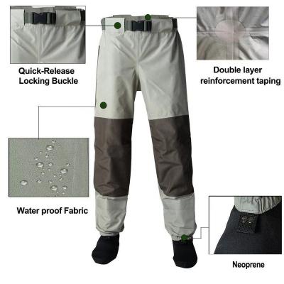 China Fishing Outdoor Pants Men Durable Waterproof Fly Pants Wading Waist Breathable Fishing Waders for sale